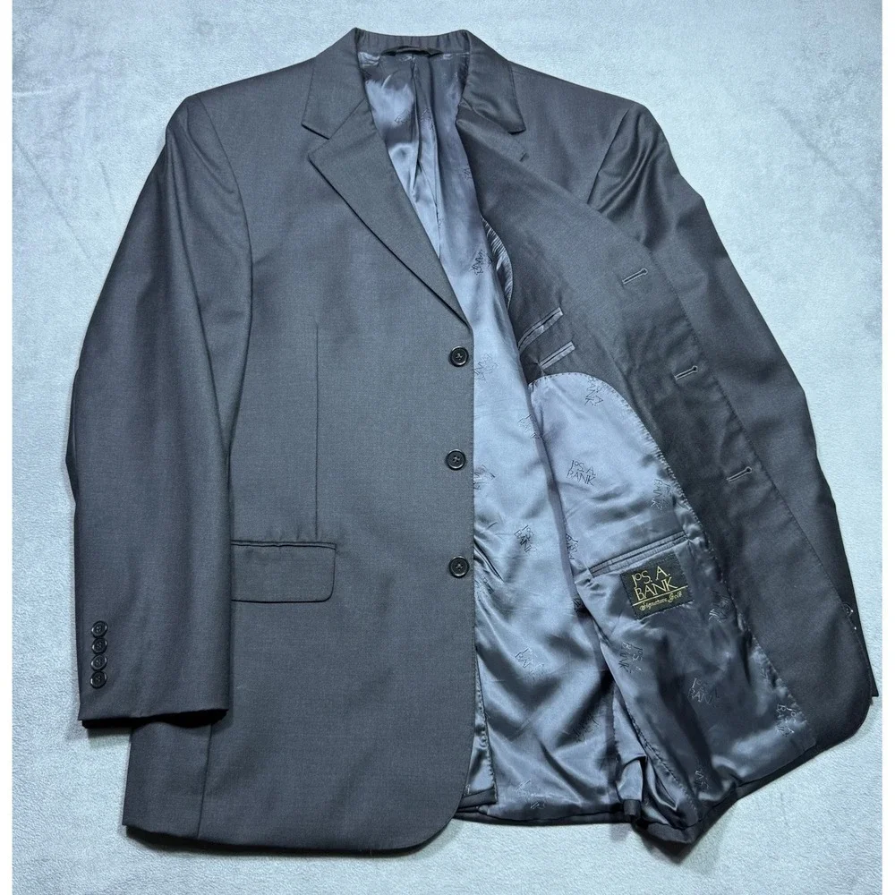 Jos A Bank Signature Gold Blazer Mens 43R 100% Wool Mitchel Black Sports Coat